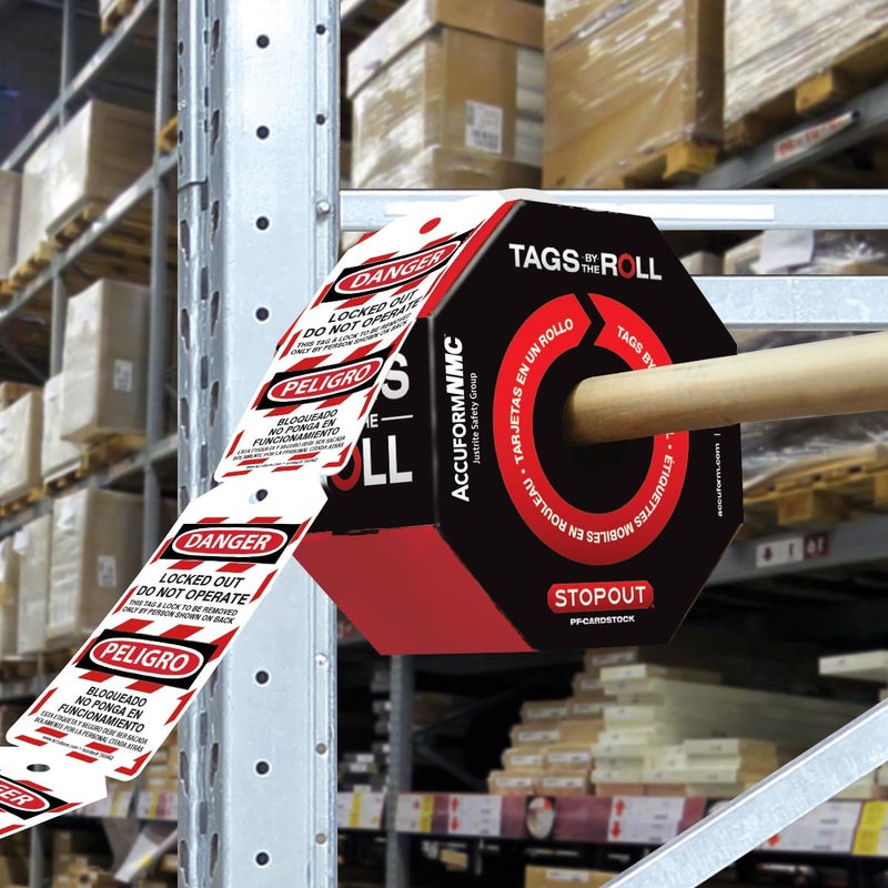 AccuformNMC 100 Lockout Tags by-The-Roll, Bilingual Danger Do Not Operate/Peligro No Ponga En Funcionamient, US Made OSHA Compliant Tags, Waterproof PF-Cardstock, Resists Tears, 6.25"x3", TAR460 - Image 4